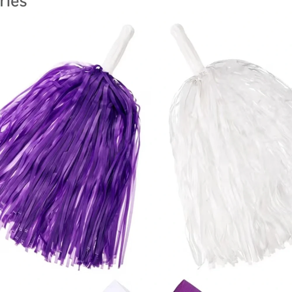 Purple and White Cheer Pom Poms